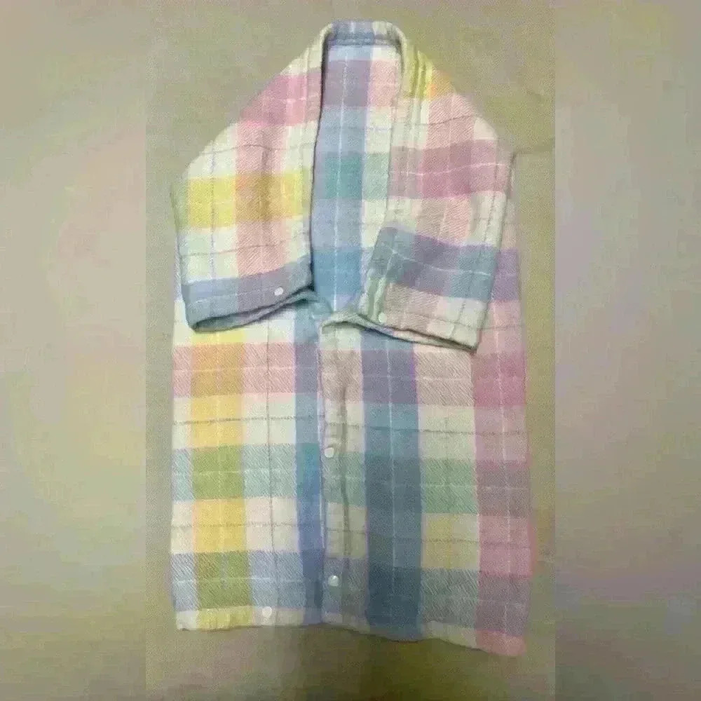 Tennessee Woolen Mills Vintage Baby Warmer Pastel Plaid Snap Bunting Blanket USA